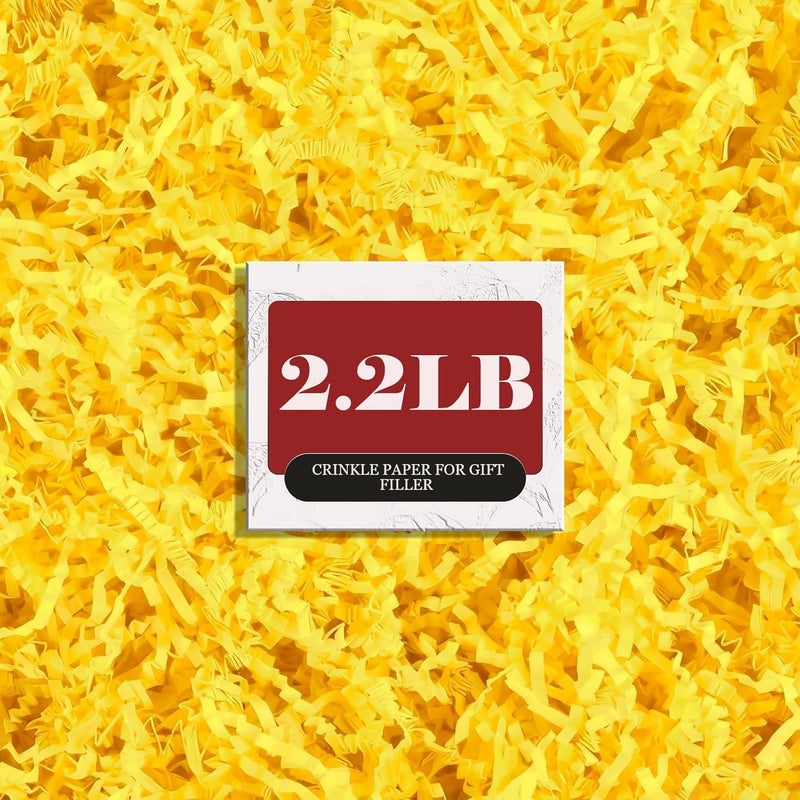 ZOEHROWS 2.2LB Crinkle Paper Gift Basket Filler, Yellow Shredded Paper For Gift Baskets, Box Filler For Wrapping & Decor, Gift Basket Filler For Birthdays, Weddings, Anniversaries - Image 1